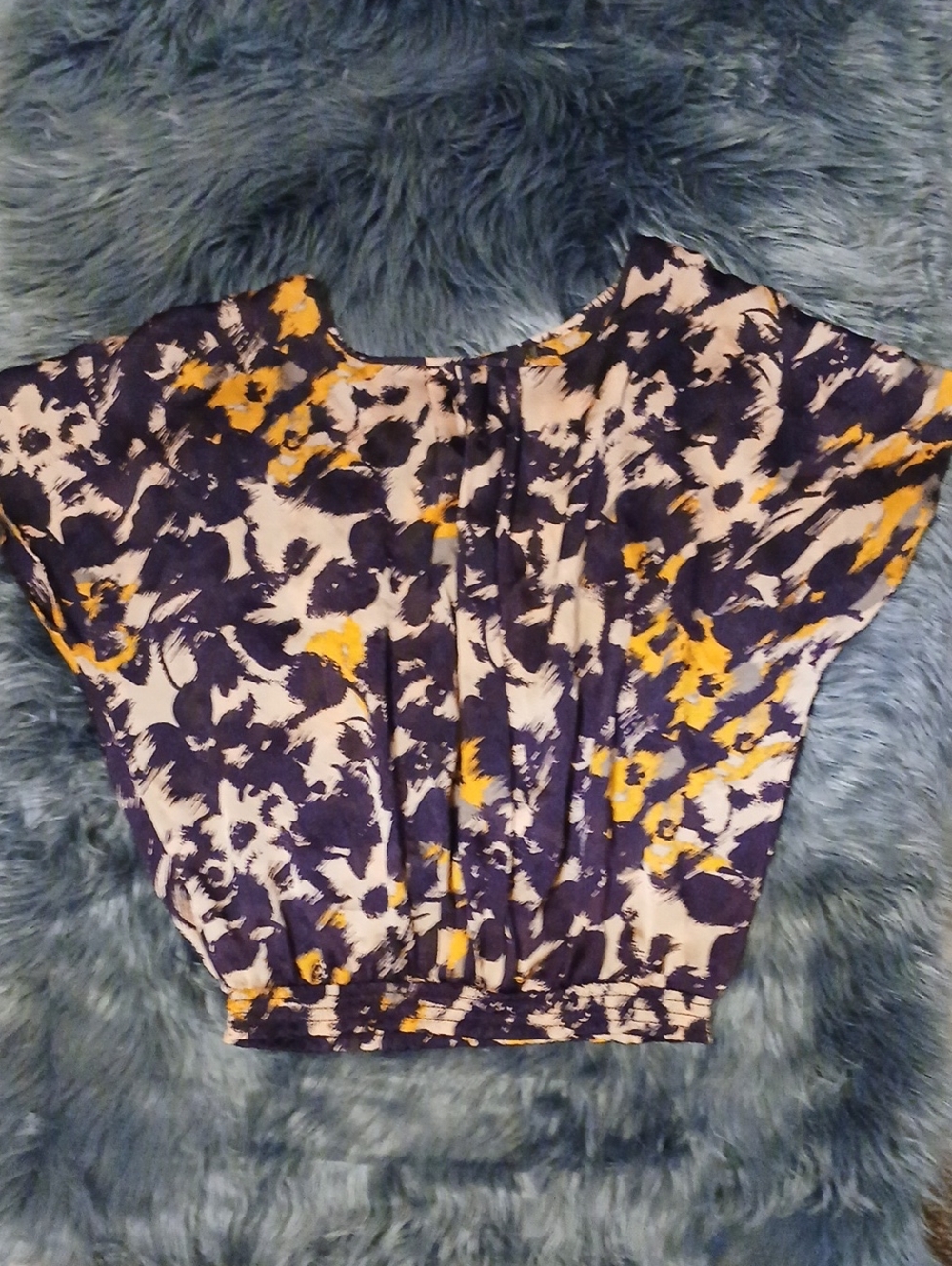 The Limited Maroon, Pale Pink and Mustard Yellow Short Sleeve Blouse